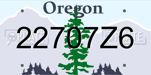 22707Z6 Oregon License Plate