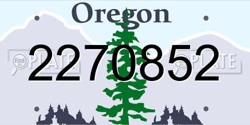2270852 Oregon License Plate