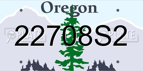22708S2 Oregon License Plate
