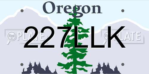 227LLK Oregon License Plate