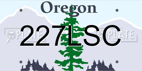 227LSC Oregon License Plate
