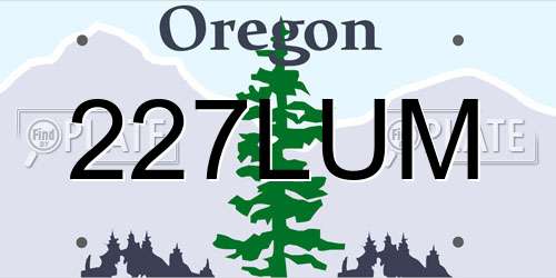 227LUM Oregon License Plate