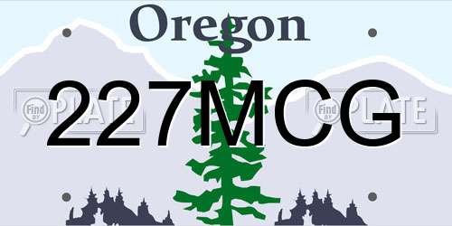 227MCG Oregon License Plate