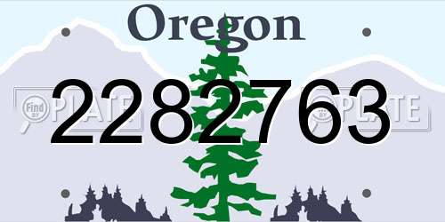 2282763 Oregon License Plate