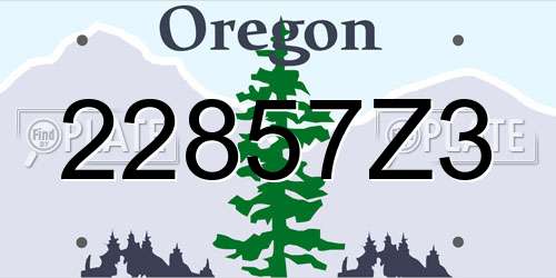 22857Z3 Oregon License Plate