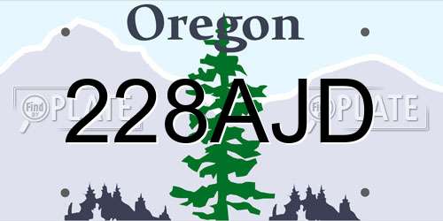 228AJD Oregon License Plate