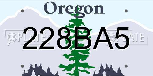 228BA5 Oregon License Plate