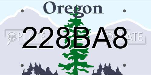 228BA8 Oregon License Plate