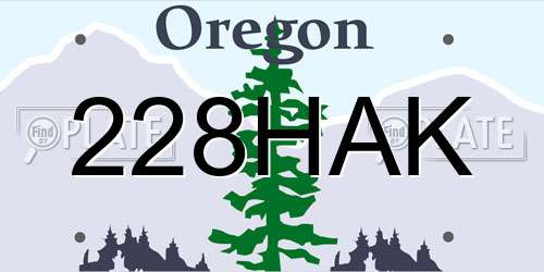 228HAK Oregon License Plate