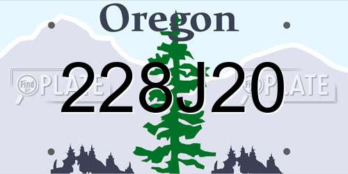 228J20 Oregon License Plate