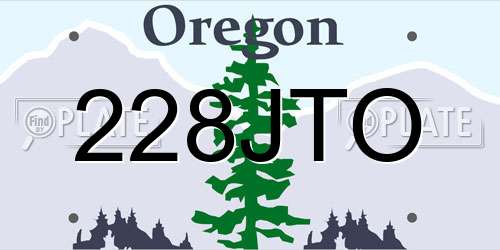 228JTO Oregon License Plate