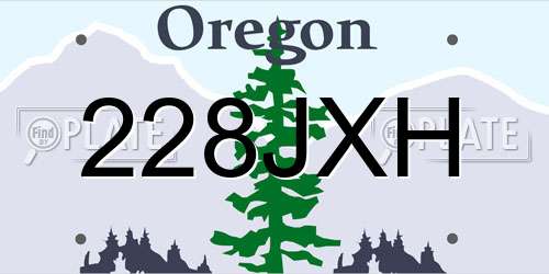 228JXH Oregon License Plate