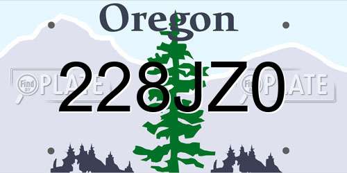 228JZ0 Oregon License Plate