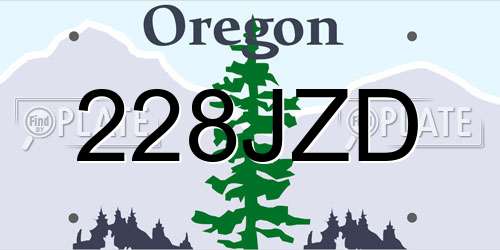 228JZD Oregon License Plate