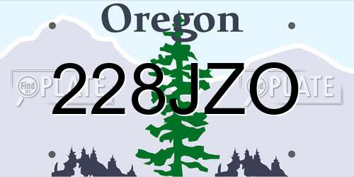 228JZO Oregon License Plate