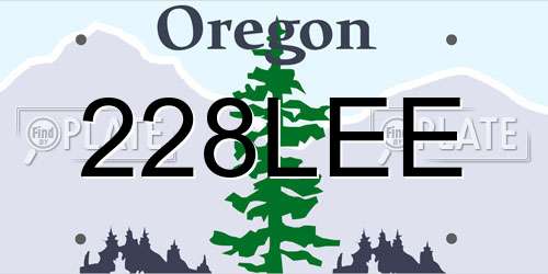 228LEE Oregon License Plate