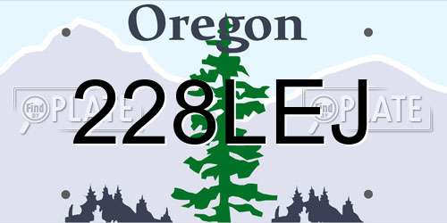228LEJ Oregon License Plate