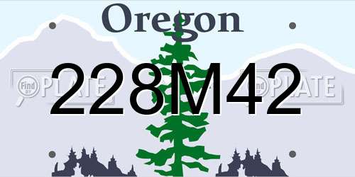228M42 Oregon License Plate
