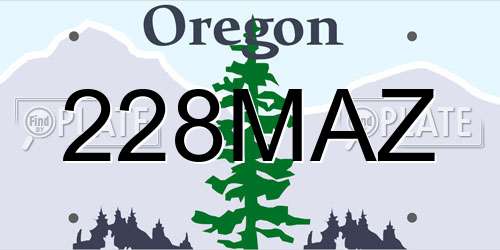 228MAZ Oregon License Plate