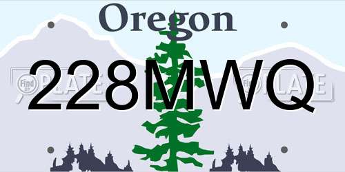 228MWQ Oregon License Plate
