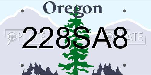 228SA8 Oregon License Plate