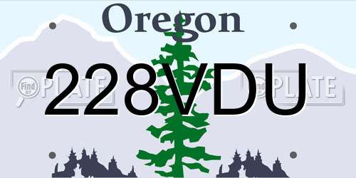 228VDU Oregon License Plate