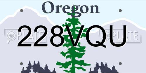 228VQU Oregon License Plate