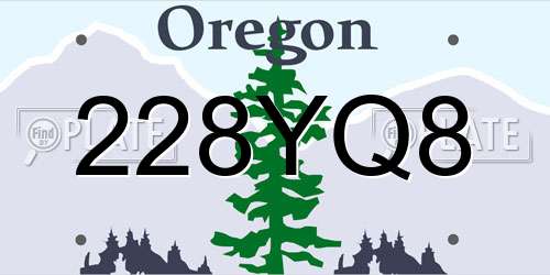228YQ8 Oregon License Plate
