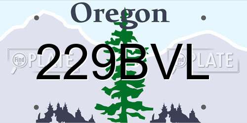 229BVL Oregon License Plate