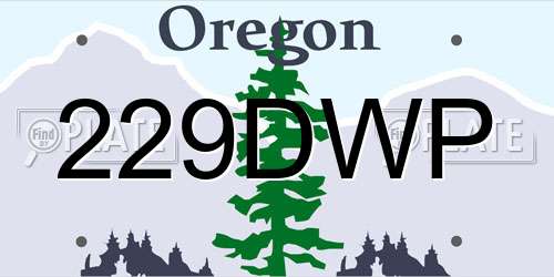 229DWP Oregon License Plate