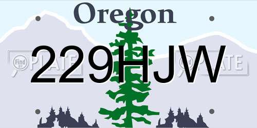229HJW Oregon License Plate