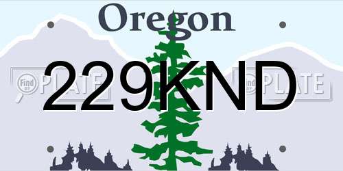 229KND Oregon License Plate