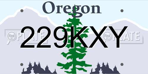 229KXY Oregon License Plate