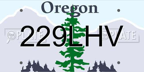 229LHV Oregon License Plate
