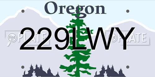 229LWY Oregon License Plate