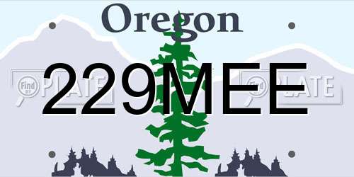 229MEE Oregon License Plate