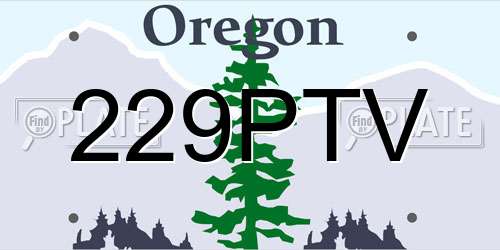 229PTV Oregon License Plate