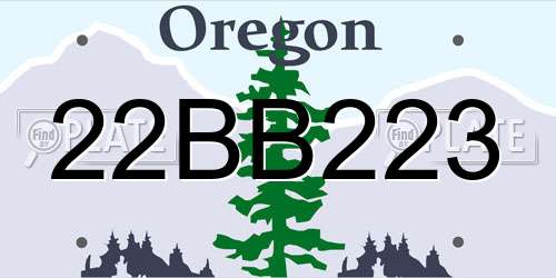 22BB223 Oregon License Plate