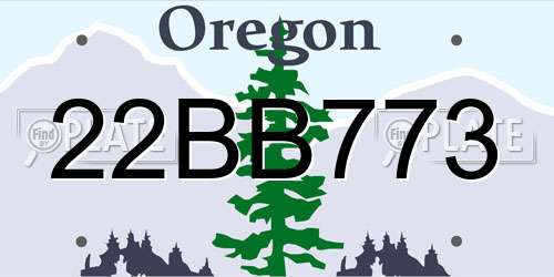 22BB773 Oregon License Plate