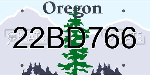 22BD766 Oregon License Plate