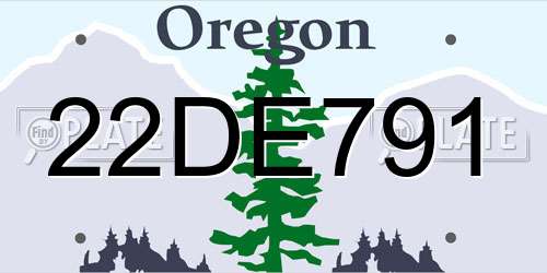 22DE791 Oregon License Plate