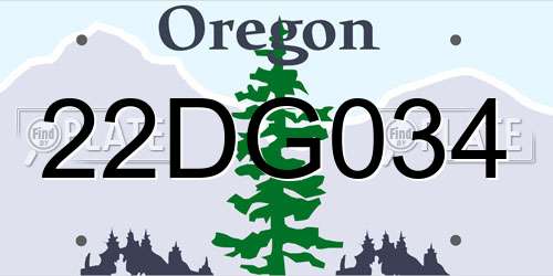 22DG034 Oregon License Plate