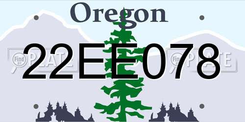 22EE078 Oregon License Plate