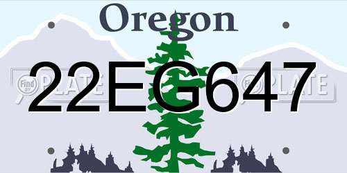 22EG647 Oregon License Plate