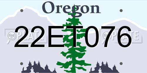 22ET076 Oregon License Plate