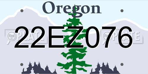 22EZ076 Oregon License Plate