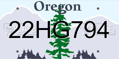 22HG794 Oregon License Plate