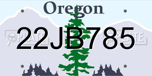 22JB785 Oregon License Plate