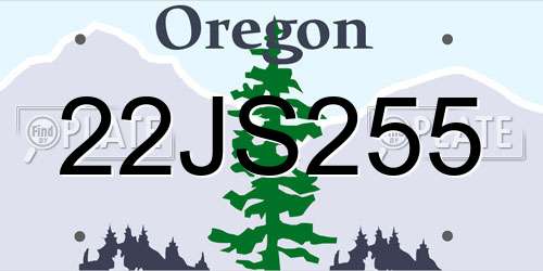 22JS255 Oregon License Plate