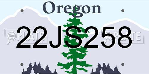 22JS258 Oregon License Plate